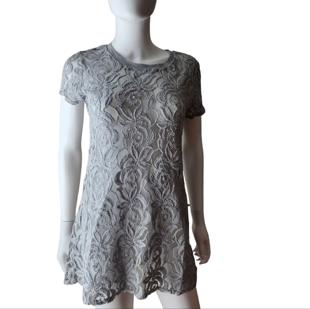 Anthropologie Grey Lace Top/Mini Dress